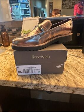 Franco Sarto Women’s 
Metallic Pewter Slip-On Loafers